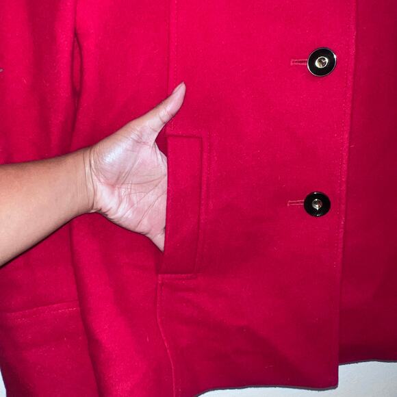 Preston & York Women's Wool Blend Pea Coat Size M Button Closure Red Lined - Picture 9 of 9